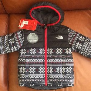 The North Face Reversible Full-Zip Hooded Puffer Jacket in Fair Isle Print